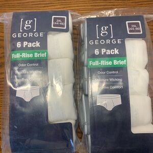 2 Packs of George 6 Pack Full-Rise Briefs - White Size 2XL